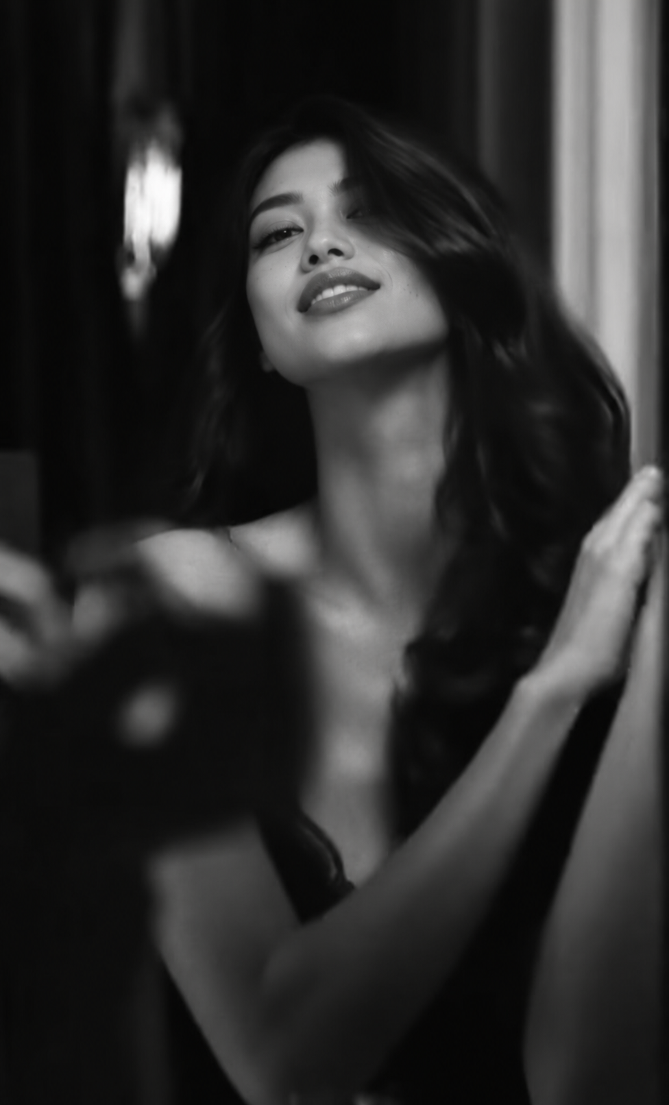 Moody Black-and-White Cinematic Portrait